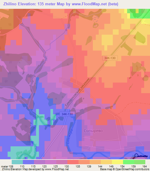 Zhilino,Russia Elevation Map