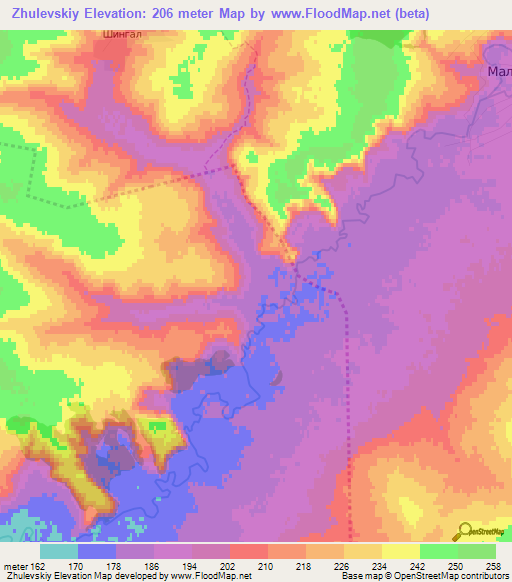 Zhulevskiy,Russia Elevation Map