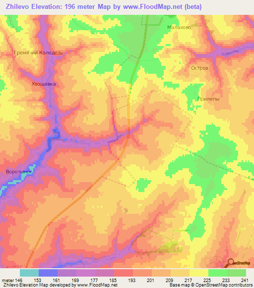 Zhilevo,Russia Elevation Map