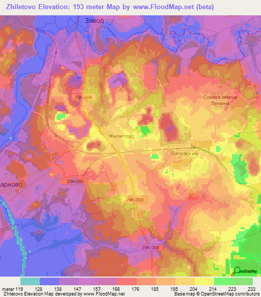 Zhiletovo,Russia Elevation Map