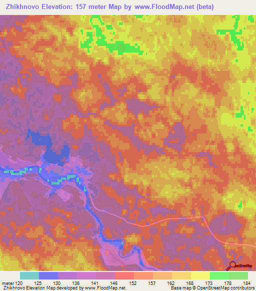 Zhikhnovo,Russia Elevation Map