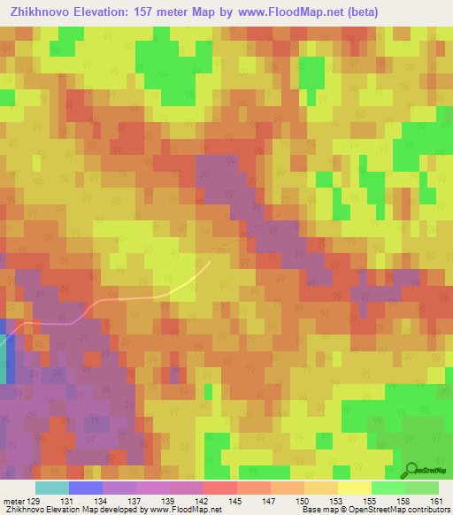 Zhikhnovo,Russia Elevation Map