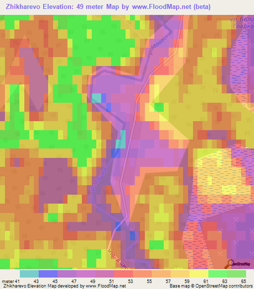 Zhikharevo,Russia Elevation Map