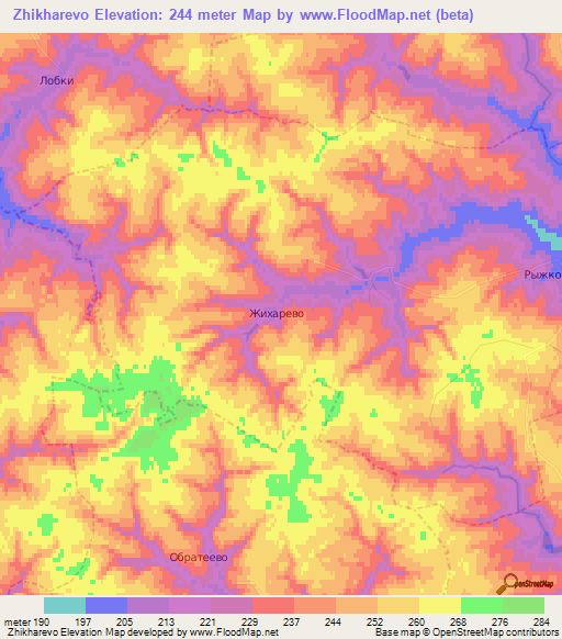 Zhikharevo,Russia Elevation Map