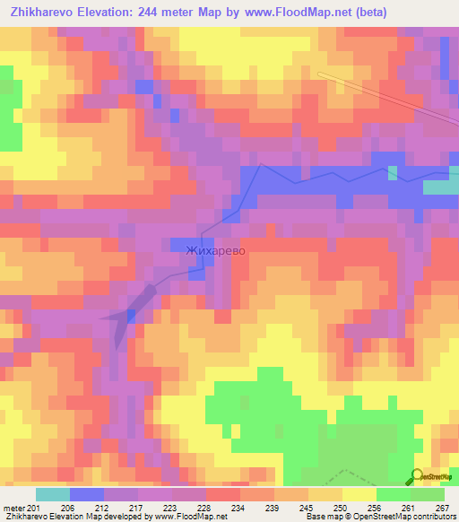 Zhikharevo,Russia Elevation Map