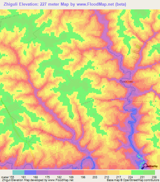 Zhiguli,Russia Elevation Map