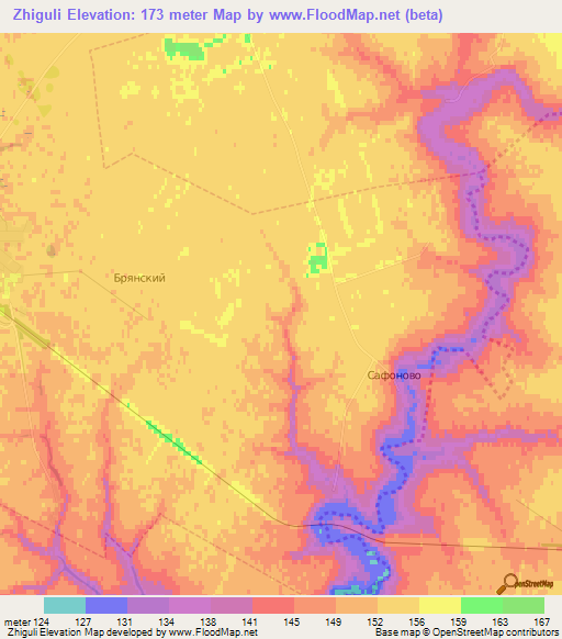 Zhiguli,Russia Elevation Map