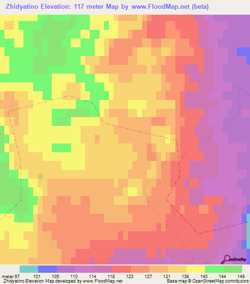 Zhidyatino,Russia Elevation Map