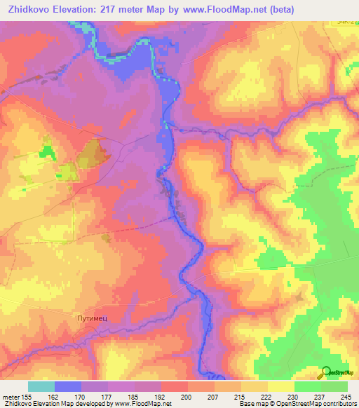 Zhidkovo,Russia Elevation Map