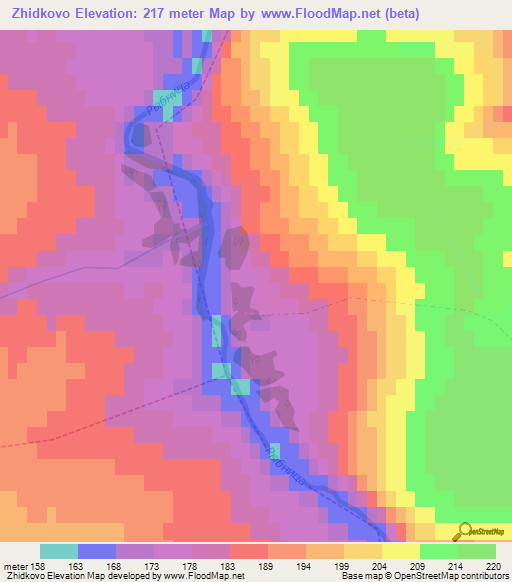 Zhidkovo,Russia Elevation Map