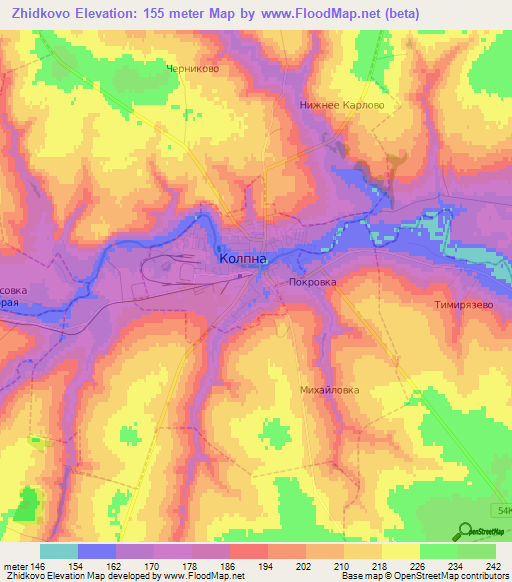 Zhidkovo,Russia Elevation Map