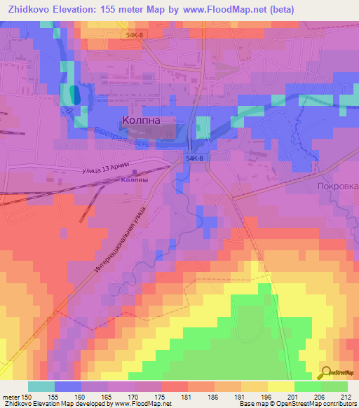 Zhidkovo,Russia Elevation Map