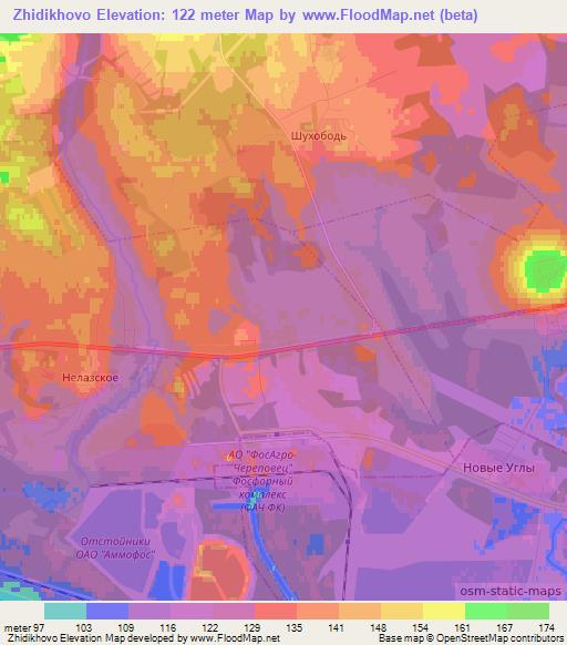 Zhidikhovo,Russia Elevation Map