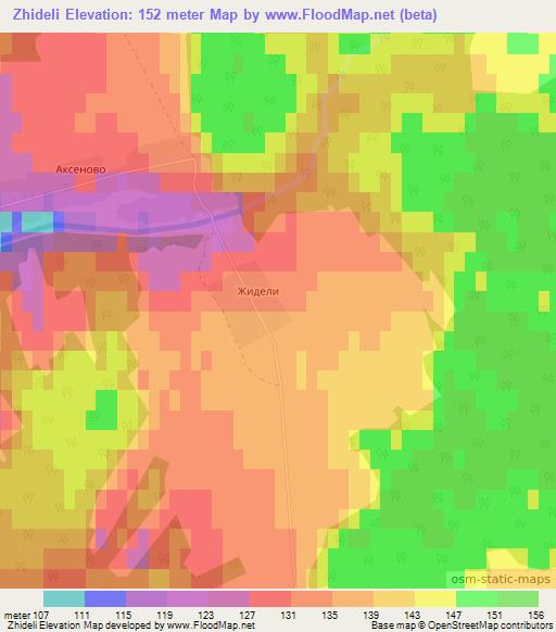 Zhideli,Russia Elevation Map