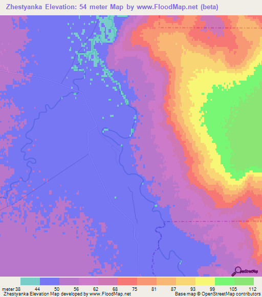 Zhestyanka,Russia Elevation Map