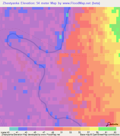 Zhestyanka,Russia Elevation Map