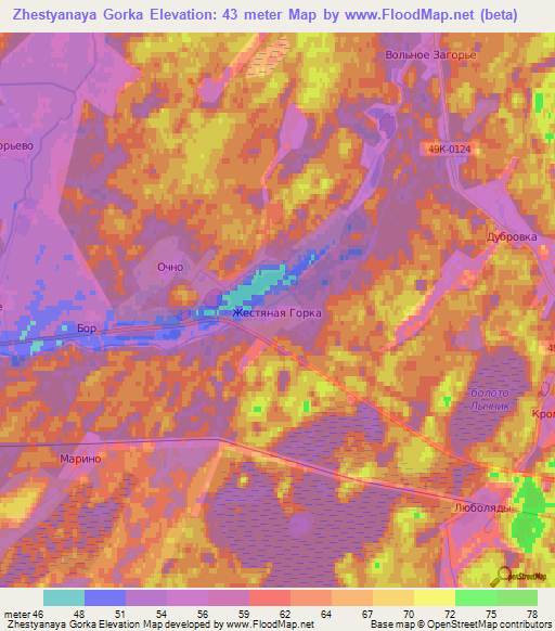 Zhestyanaya Gorka,Russia Elevation Map