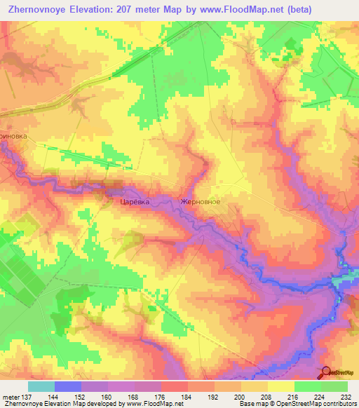 Zhernovnoye,Russia Elevation Map