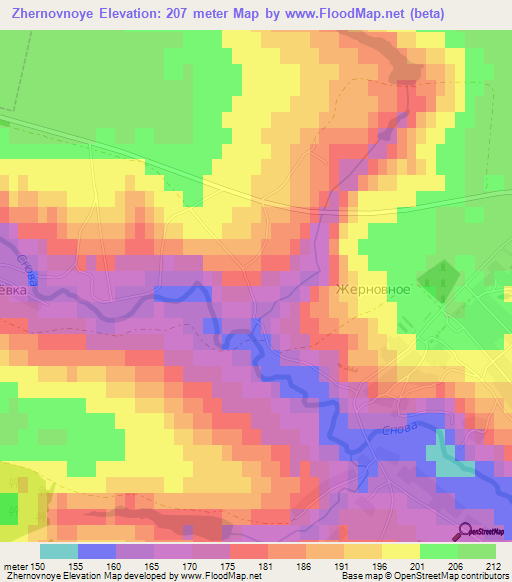 Zhernovnoye,Russia Elevation Map