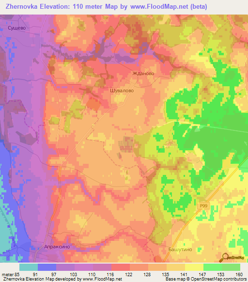 Zhernovka,Russia Elevation Map