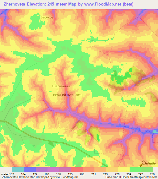 Zhernovets,Russia Elevation Map