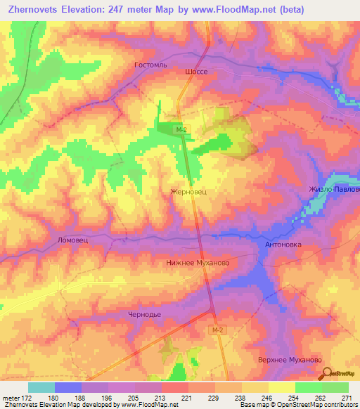 Zhernovets,Russia Elevation Map