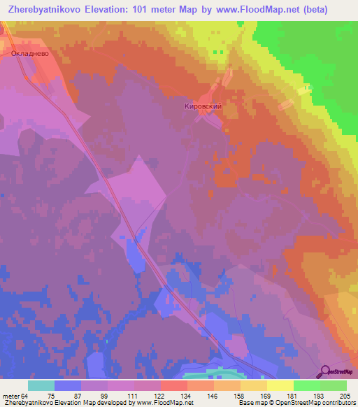 Zherebyatnikovo,Russia Elevation Map