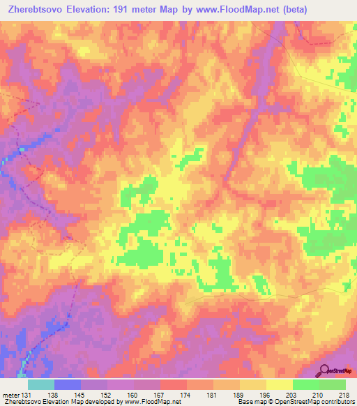 Zherebtsovo,Russia Elevation Map