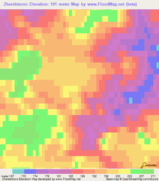 Zherebtsovo,Russia Elevation Map