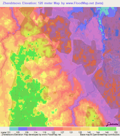 Zherebtsovo,Russia Elevation Map