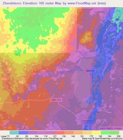 Zherebtsovo,Russia Elevation Map