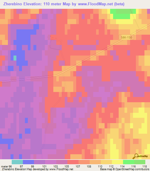 Zherebino,Russia Elevation Map