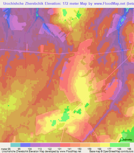 Urochishche Zherebchik,Russia Elevation Map