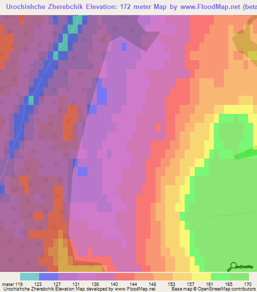 Urochishche Zherebchik,Russia Elevation Map