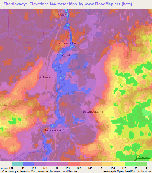 Zherdovnoye,Russia Elevation Map