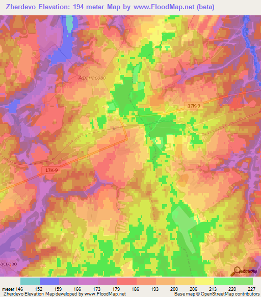 Zherdevo,Russia Elevation Map