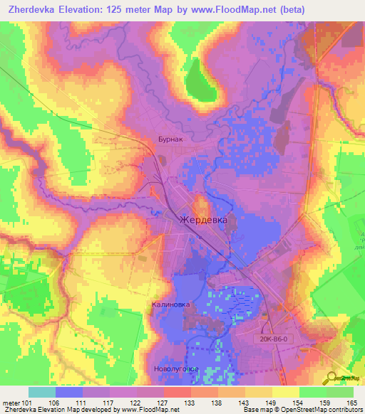 Zherdevka,Russia Elevation Map