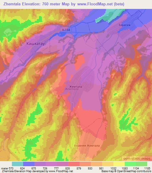 Zhemtala,Russia Elevation Map