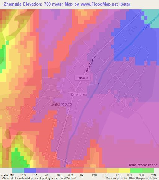 Zhemtala,Russia Elevation Map