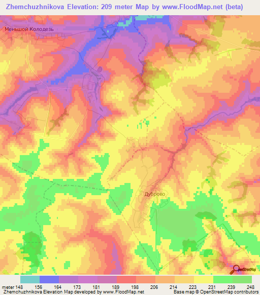 Zhemchuzhnikova,Russia Elevation Map