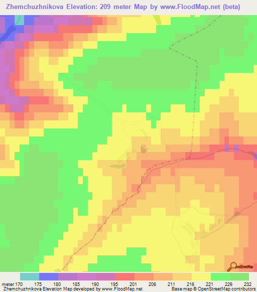 Zhemchuzhnikova,Russia Elevation Map