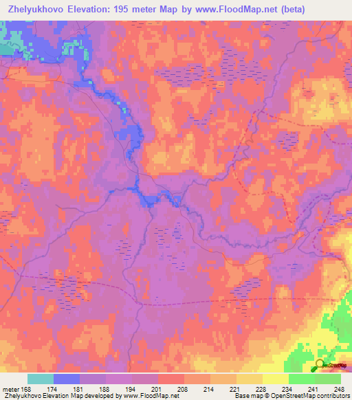 Zhelyukhovo,Russia Elevation Map