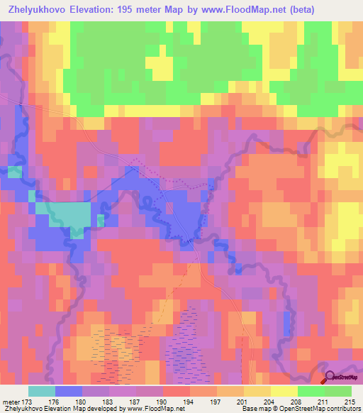 Zhelyukhovo,Russia Elevation Map