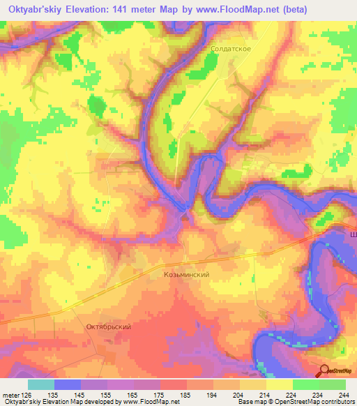 Oktyabr'skiy,Russia Elevation Map