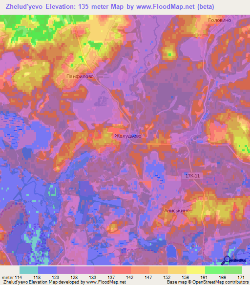 Zhelud'yevo,Russia Elevation Map