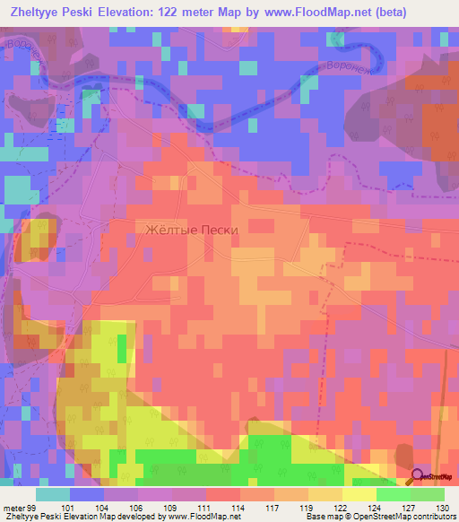 Zheltyye Peski,Russia Elevation Map