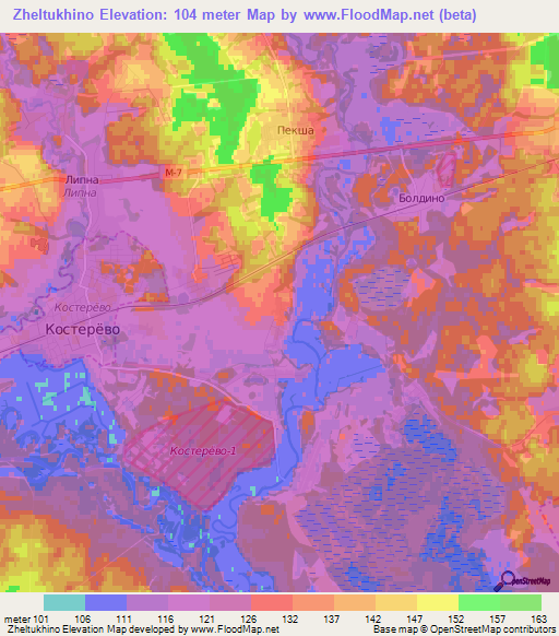 Zheltukhino,Russia Elevation Map