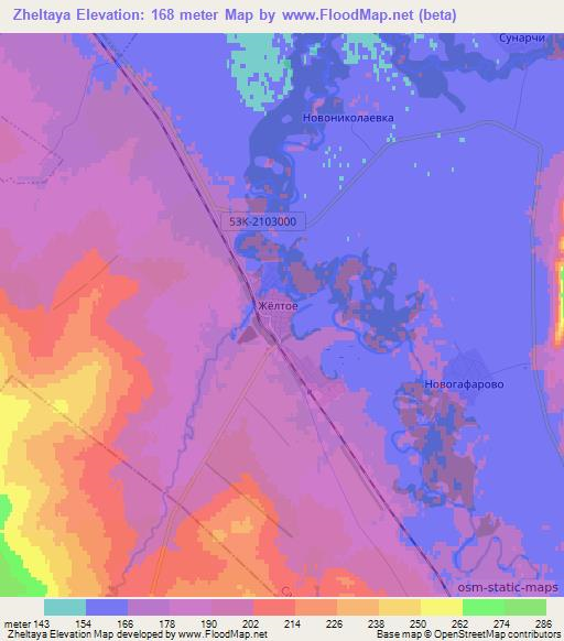 Zheltaya,Russia Elevation Map