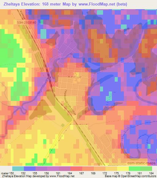 Zheltaya,Russia Elevation Map