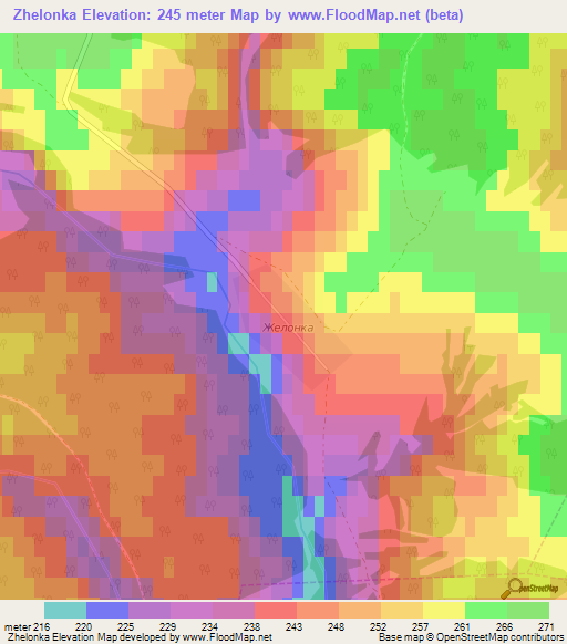 Zhelonka,Russia Elevation Map